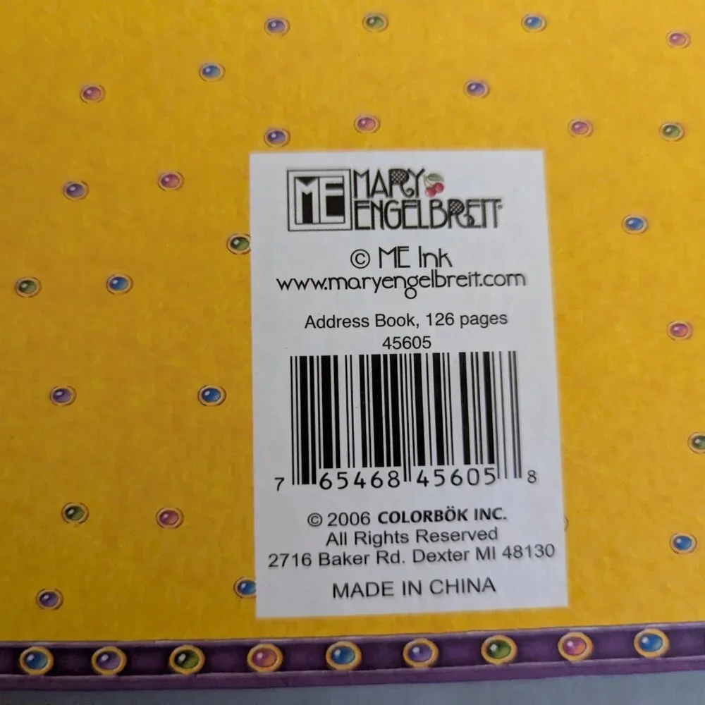 Mary Engelbreit 2006 Spiral Bound Yellow Address Book with Crowned Girl Unused